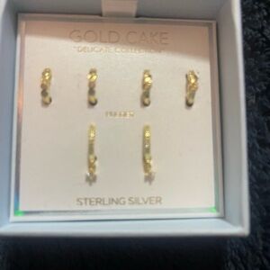 Gold Cake Sterling Silver Earrings Set